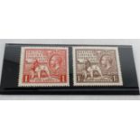 A set of 2 (SG432/433) mint never hinged 1924 George V British Empire Wembley stamps, in red and