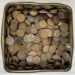 A collection of vintage half penny coins in varying conditions to include sovereign heads of