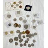 A collection of assorted coins to include a quantity of sixpences and commemorative 50p coins