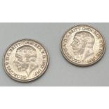 2 George V 1932 uncirculated and lustred sixpence coins.