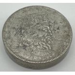 A Clovis Roy De France medallion coin with inscription to reverse, in nickel finish. Approx 3.5cm