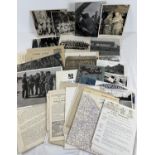 A tray of assorted vintage ephemera, mostly military related, to include photographs. Also