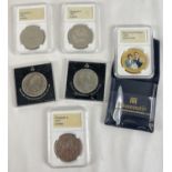A collection of 6 cased commemorative British coins. To include Westminster Collection gold plated