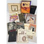 A collection of assorted vintage ephemera and books to include: etchings to include The Best of