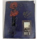 An Art Nouveau postcard album containing approx. 120 Edwardian & vintage British & overseas