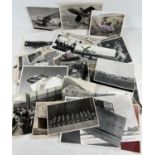 A quantity of assorted vintage black & white photographs, mostly of aeroplanes and ships. In varying