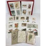 An album containing 150+ late Victorian/Edwardian greetings cards and scraps.