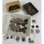 3 trays of assorted pre decimal coins to include: half pennies, farthings, pennies, half crowns,