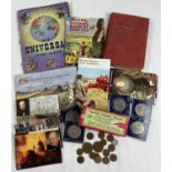 A small collection of mixed ephemera. To include vintage stamps albums, commemorative crowns and