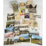 A collection of assorted vintage postcards and greetings cards to include embroidered sweetheart
