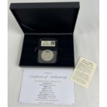 A cased encapsulated Prince Philip In Memoriam Date Stamp Â£5 Issue coin. 17th April 2021.
