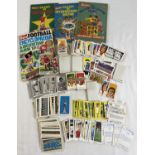 A collection of assorted vintage football cards and albums to include Panini & The Sun