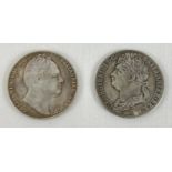 2 Georgian Fantasy crown coins, both William IV. One with Scottish thistle design, 1830 the other