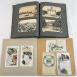 2 vintage albums containing Edwardian & vintage postcards & greetings cards. To include rural
