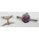 2 vintage silver sweetheart brooches. A George VI Royal Engineers bar brooch together with an Art