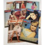 8 vintage late 1960's issues of Men Only, glamour pin-up magazine.