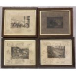 4 Victorian Frank Paton etchings, published by Leggatt Bros, circa 1890's. Each mount decorated with