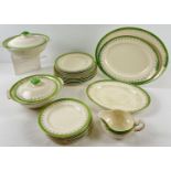 A vintage Alfred Meakin Pride of Erin pattern dinner service with green banded rim and gilt