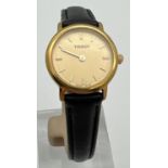 A women's Tissot C226k gold plated wrist watch with Darlena Padded calf grain #12 watch strap.