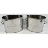 A pair of modern oval shaped silver plated 2 handled Alfred Gratien champagne coolers. Approx.