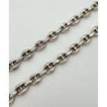 A 16 inch heavy silver Mariners style chain necklace with lobster claw clasp. Total weight approx.