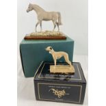 2 boxed resin animal collectors figures. A Teviotdale grey horse, modelled by R Wallis, signed to