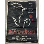 A canvas backed Walt Disney Beauty And The Beast Broadway Musical advertising poster. Approx. 100
