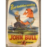 A vintage poster for John Bull Magazine from the 1950's. Approx. 75cm x 50cm.