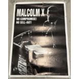A vintage Malcolm X No Compromise,! No Sell-out! poster. Tear to top edge measures approx. 9cm.