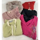 6 ladies branded and designer jumpers and cardigans. To include fuchsia pink beaded "Butterfly"