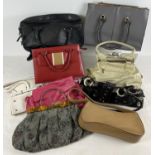 A collection of 9 handbags and work bags. To include carpet style bag with metal frame and beaded