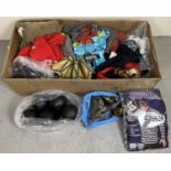 A box of assorted theatre costume accessories and props. To include some new items.