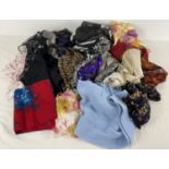 A collection of 17 vintage and modern scarves, in various designs and sizes. To include floral,