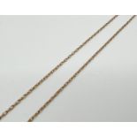 A 14ct gold 24" fine rope style chain necklace with spring ring clasp. Gold marks to clasp. Total