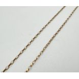 A 20 inch 9ct gold fine belcher chain with spring clasp. Clasp stamped "9K", total weight approx.