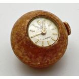 A small vintage ball watch by Dubois 1785. With engine turned decoration to case, tests as 14ct