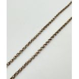A vintage 9ct gold 17" belcher chain with engraved decoration to push barrel clasp. Link stamped