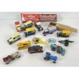 A collection of assorted vintage diecast vehicles together with a Sketch-a-graph toy & boxed
