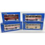 4 boxed collectors diecast 1:76 scale model buses, by B-T Models. To include BO20 Leyland Leopard