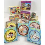 A collection of 12 vintage puzzles. To include a set of 4 circular wooden Fairy Tales jigsaws by