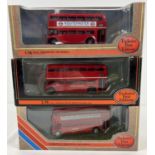 3 boxed Exclusive First Editions 1:76 scale diecast buses by Gilbow. Routemaster Protoype RM2 London