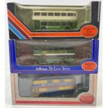 3 boxed 1:76 scale Exclusive First Editions diecast Collectors buses by Gilbow. Bristol VRT II
