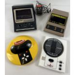 4 vintage 1980's Grandstand electronic computer games by Epoch Co Ltd & Tomy. Scramble, Caveman,