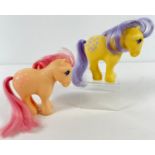 2 vintage 1982 1st generation My Little Pony toys. Peachy together with Lemon Drop. Both Marked