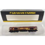 A boxed 1:148 scale Graham Farish by Bachmann model railway 371-384A Class 66 6611 EWS diesel