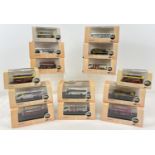 A collection of 14 boxed N:Gauge diecast Irizar and Routemaster buses from the Omnibus collection by