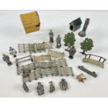 A small collection of vintage lead farm figures & accessories together with 4 Cadburys Coco cubs