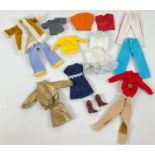 15 items of vintage Sindy doll clothing and accessories. To include: Afghan style coat with flared