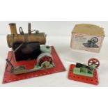 A boxed Mamod Model Power Hammer together with a vintage Mamod stationary engine (unboxed).