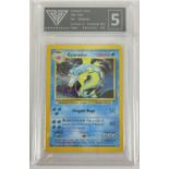 Graded "Gyarados" English Pokemon Trading Card. From English "Base Set" set - 6/102. Graded 5 by